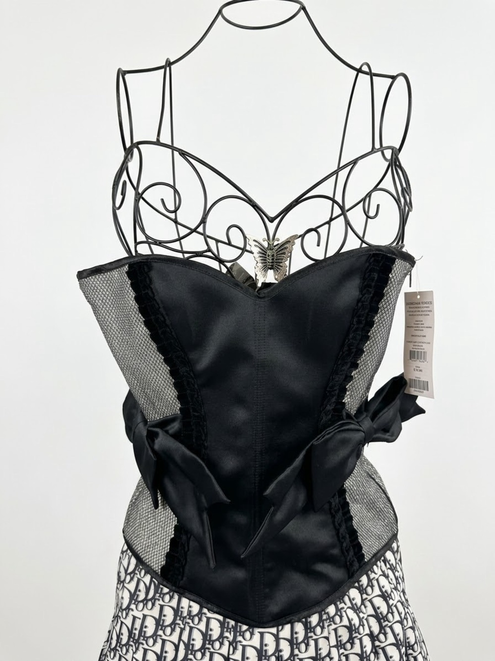 Leg Avenue Black Lace-Trim Bustier Corset with Side Bows